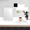 2 WM Working From Home Styled Desktop Photo Bundle IPad Tablet White Desktop Pot Plant Coffee Papers Pen Wall Notes Square