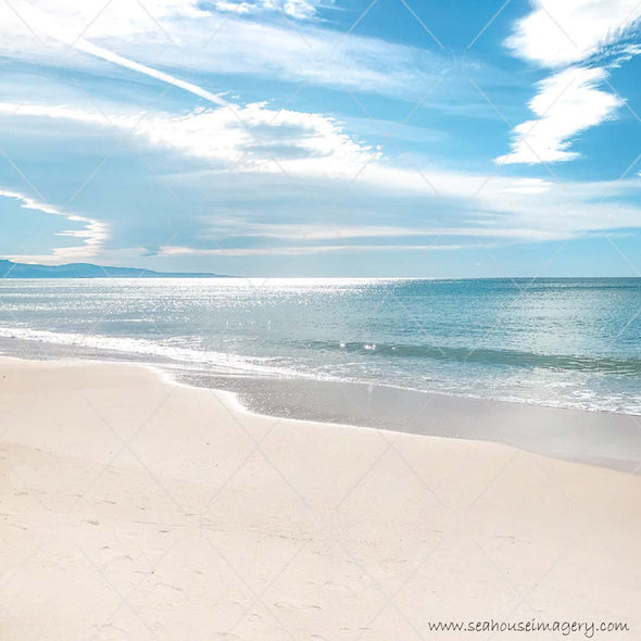 Coastal Stock Photo Beach White Sand Winter Shimmer 5282 Square Size