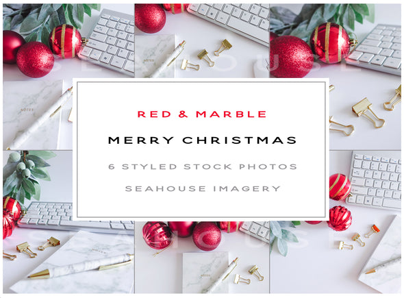 WM Bundle Image Merry Christmas Red and Marble