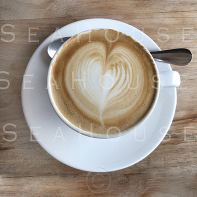 WM Coffee White Cup and Saucer Latte Love Heart 7662 Square Size