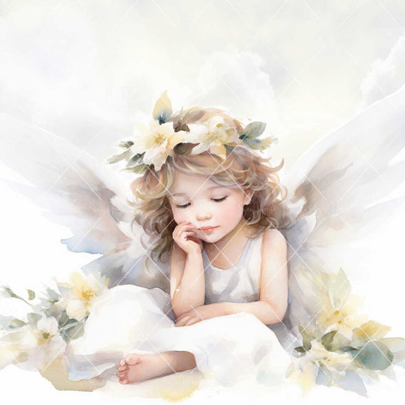 WM STOCK PHOTO Angels Water Colours 12 "Little Angel" Square Size