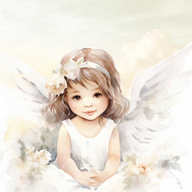 WM STOCK PHOTO Angels Water Colours 14 "Just Adorable" Square Size