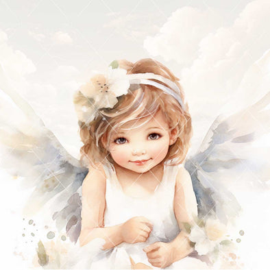 WM STOCK PHOTO Angels Water Colours 16 "Angel Guides" Square Size