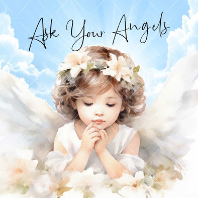 WM STOCK PHOTO Angels Water Colours 3 "Ask Your Angels" Square Size