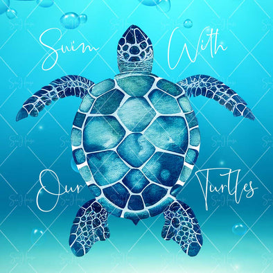 WM STOCK PHOTO Sea Life "Swim With Our Turtles" Watercolour Turtle Square Size