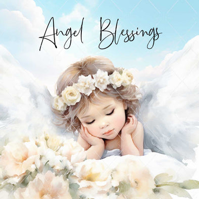 WM STOCK PHOTO Angels Water Colours 5 "Angel Blessings" Square Size