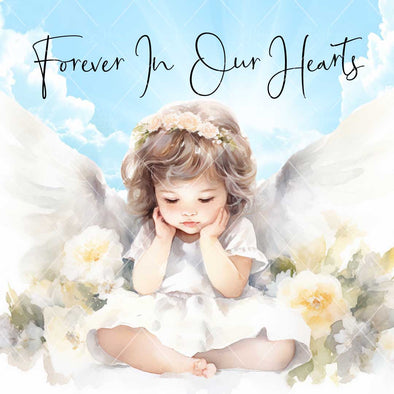 WM STOCK PHOTO Angels Water Colours 7 "Forever In Our Hearts" Square Size
