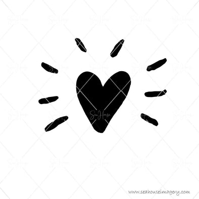 WM Love Heart Symbol Black Square Size
