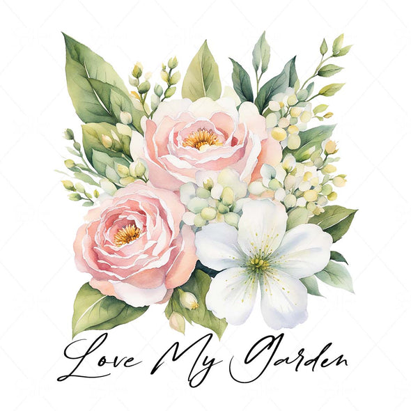 WM STOCK PHOTO Bouquets Water Colours Love My Garden Square Size