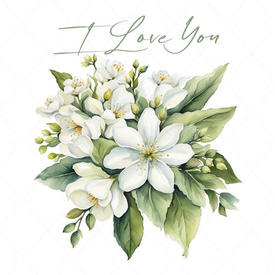WM STOCK PHOTO Bouquets Water Colours I Love You Square Size