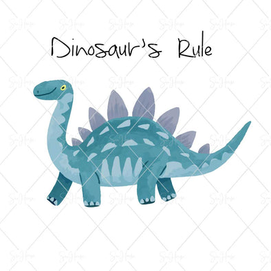 WM STOCK PHOTO Dinosaurs Watercolour "Dinosaurs Rule" Square Size