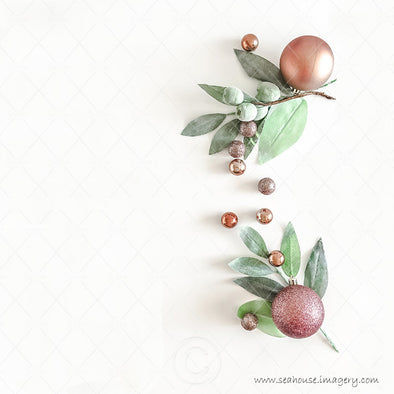 WM Merry Xmas Greenery x 2 Blush Rose Gold Baubles Gum Nuts No Text 1413 Square Size