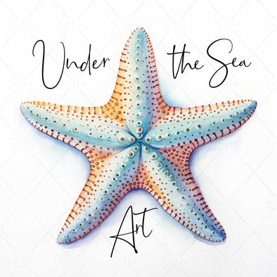 WM STOCK PHOTO Sea Life "Under The Sea Art" Watercolour Starfish 26 Square Size