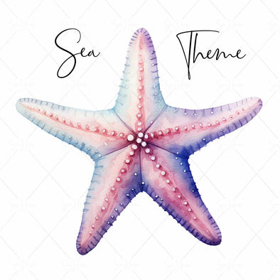 WM STOCK PHOTO Sea Life "Sea Theme" Watercolour Starfish 28 Square Size