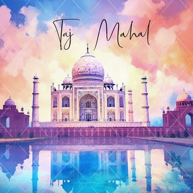 WM STOCK PHOTO Travel Watercolour "Taj Mahal" India Square Size