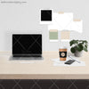 5 WM Working From Home Styled Desktop Photo Bundle Laptop Textured Grey Wall Timber Desktop Pot Plant Coffee Notes Wall Notes Square