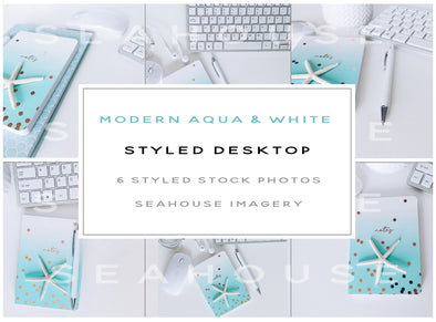 WM Bundle - Modern Aqua & White Styled Desktop