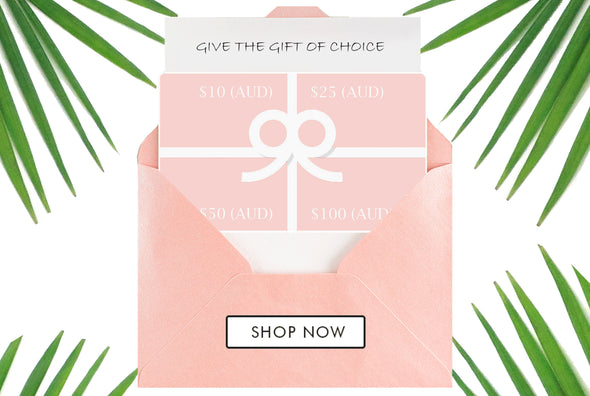 Main Image Pink Envelope Palm Leaves Gift Cards - Your Choice of a $10, $25, $50 or $100 Gift Card
