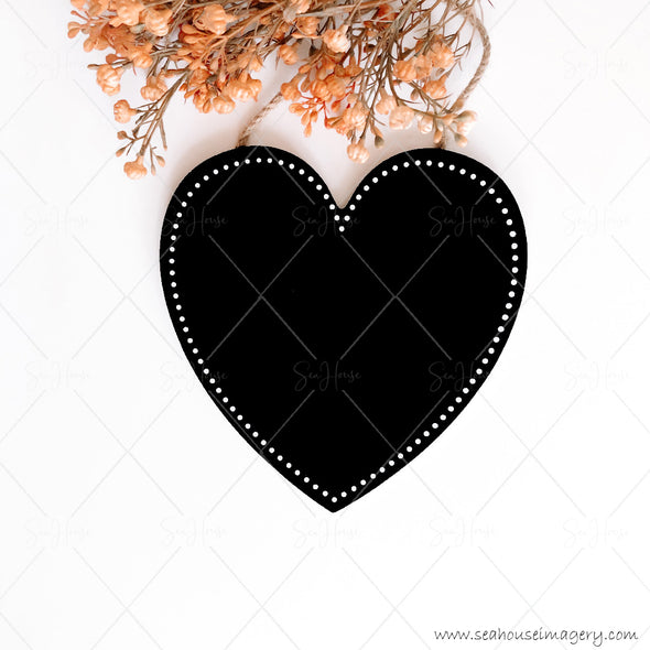 Stock Photo Happy Mother's Day 3834 Blank Black Chalkboard Heart Dried Flowers Square Size