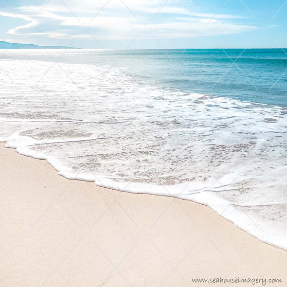 Coastal Stock Photo Beach White Sand Longer Foamy Shore 5324 Square Size