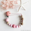 Craft Hanging Creations 5715 Pink Dummy Pacifier Holder Wooden & Silicone Beads
