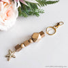 Craft Hanging Creations 5602 Key Ring Gold & White Starfish Gold Wooden Beads 17cm