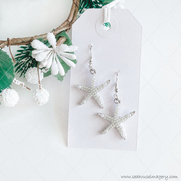 Craft Hanging Creations 6595 Silver Pearl Starfish  Earrings "London"
