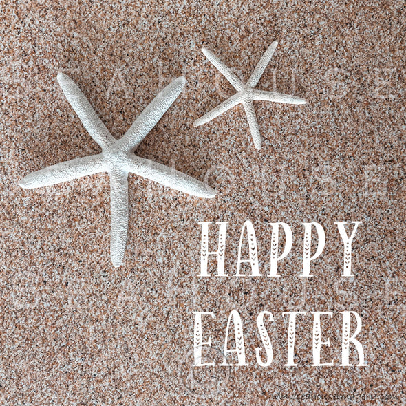 WM Happy Easter Sand Background Two Starfish 2555 Square Size