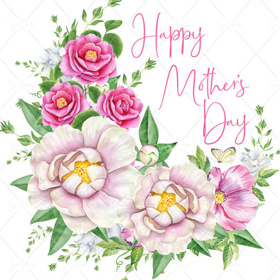 STOCK PHOTO Happy Mother's Day Bouquet of Camillias & Peonies Square Size
