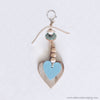 WM SeaHouse Craft Hanging Creations 2674 Driftwood Wooden & Blue Hearts Beads Blue Button 17cm