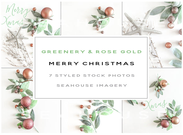 WM Bundle - Merry Christmas Greenery and Rose Gold Main Image Landscape