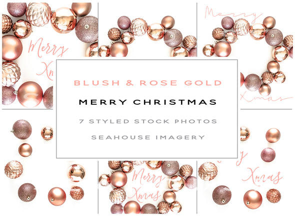 WM Bundle - Merry Christmas Blush and Dusty Rose Gold 6x2 Landscape