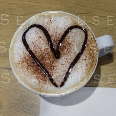 WM Coffee White Cup Latte Art Chocolate Heart 3889 Square Size