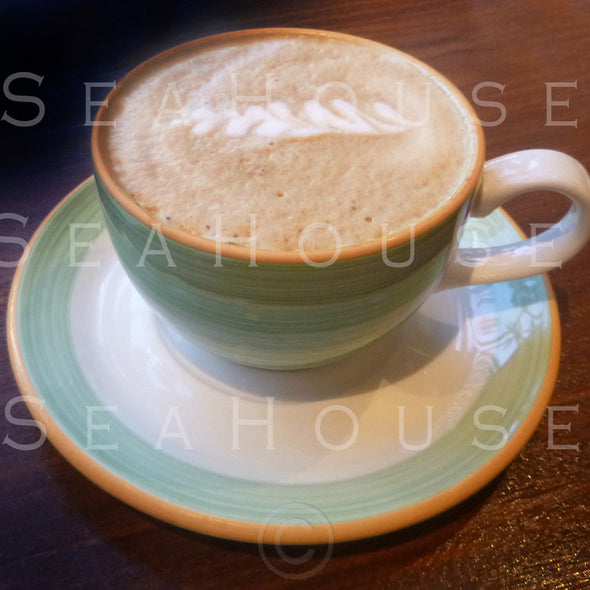 Coffee Light Green Cup and Saucer P0355 Square Size