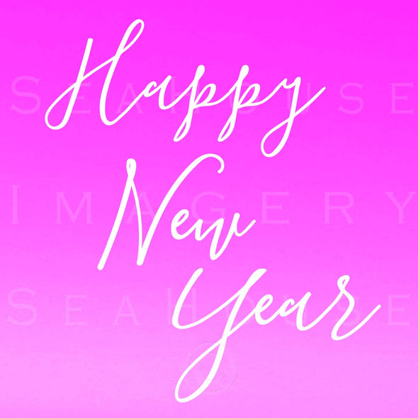 WM Happy New Year White Elegant Pink Square Size