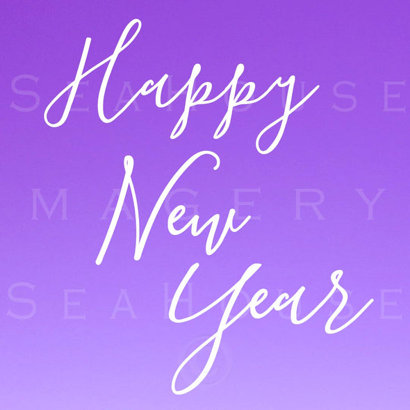 WM Happy New Year White Elegant Purple Square Size