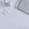WM WM Merry Christmas Silver Baubles White Head Phones No Text Pen Keyboard 1729 Square