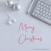 WM WM Merry Christmas Silver Baubles White Head Phones Red Text Pen Keyboard 1729 Square
