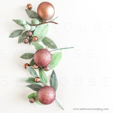 WM Merry Xmas Greenery x 3 Blush Rose Gold Baubles No Text 1410 Square Size