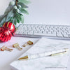 WM Merry Xmas Marble Notepad Pen Gum Nuts Red Baubles Keyboard Gold Clips 1675 Square