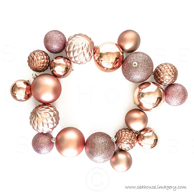 WM Merry Xmas No Text Blush Rose Gold Baubles 1130 Square Size