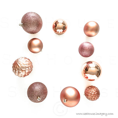 WM Merry Xmas No Text Blush Rose Gold Baubles 1147 Square Size